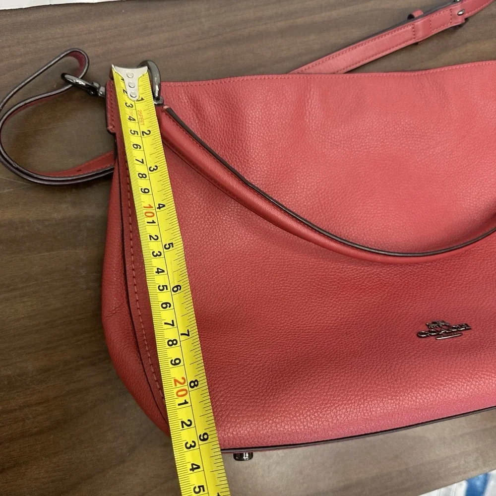 Coach 24947 Clarkson Coral Pink Pebbled Leather Magnetic Hobo Shoulder Bag Purse